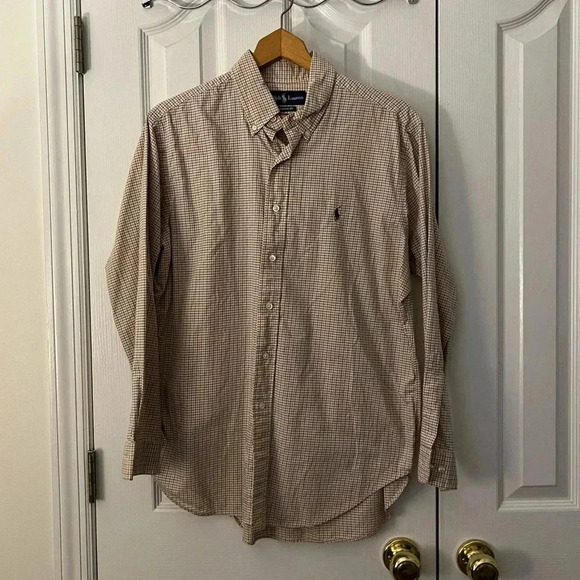 Ralph Lauren Men's 16Neck Tan Button Up Shirt - Picture 1 of 6